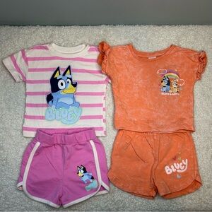 Bundle of 2 Bluey T-Shirt and Shorts Coordinating Sets Size 12 Months